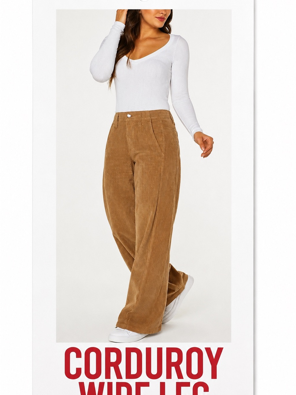 Celebrity Pink Corduroy Wide Leg Pants in Tan Brown